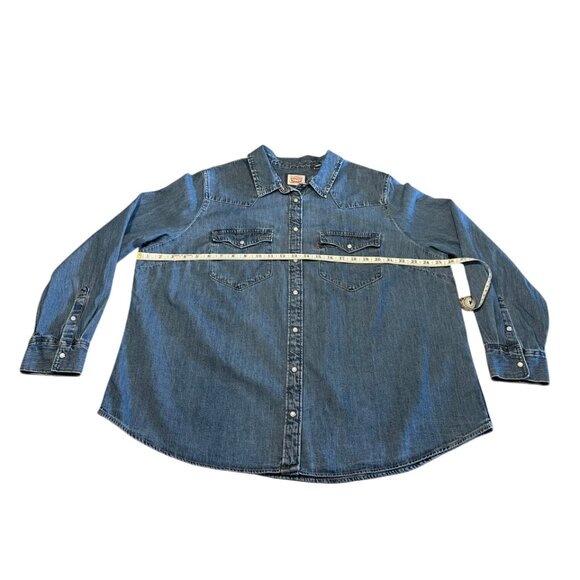 LEVI'S Essential Western Shirt Denim Medium Wash Button Down Women's 2X - Picture 12 of 15